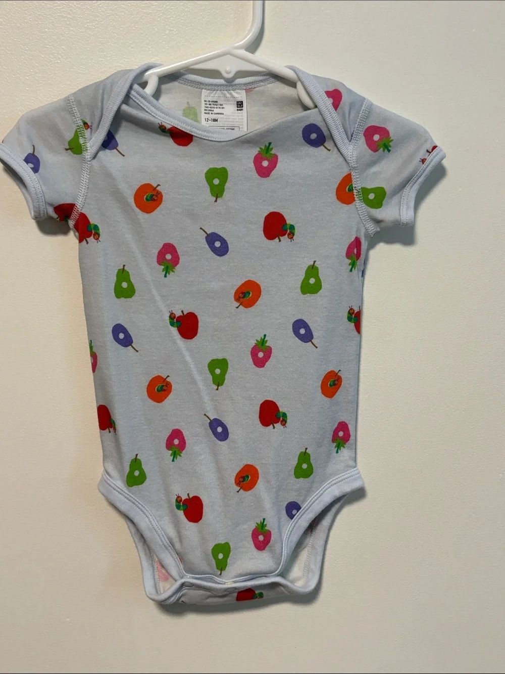 Uniqlo Light Blue Baby Bodysuit with Eric Carle Print